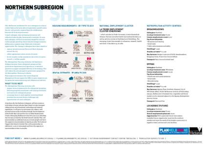 NORTHERN SUBREGION Plan Melbourne establishes five new subregions to achieve a better balance between jobs and population growth across the city, and provide a regional basis for collaboration between all levels of gover