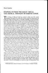 Nick Nesbitt STEPPING OUTSIDE THE MAGIC CIRCLE: THE CRITICAL THOUGHT OF MARYSE CONDE