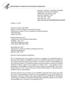 DEPARTMENT OF HEALTH AND HUMAN SERVICES Secretary’s Advisory Committee on Heritable Disorders in Newborns and Children 5600 Fishers Lane, Room 18A19 Rockville, Maryland[removed]1080 – Phone