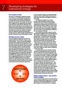 7  Developing strategies for institutional change From analysis to action The reason for conducting an institutional analysis