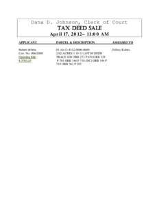 Dana D. Johnson, Clerk of Court TAX DEED SALE April 17, 2012– 11:00 AM APPLICANT