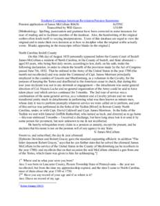 Southern Campaign American Revolution Pension Statements Pension application of James McCollum R6636 fn35NC Transcribed by Will Graves[removed]Methodology: Spelling, punctuation and grammar have been corrected in some i