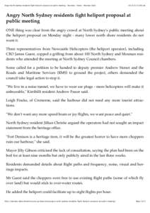 Angry North Sydney residents fight heliport proposal at public meeting - Business - News - Mosman Daily:00 am Angry North Sydney residents fight heliport proposal at public meeting