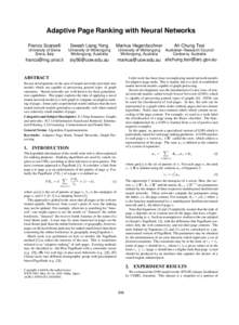 Adaptive Page Ranking with Neural Networks Franco Scarselli Sweah Liang Yong  Markus Hagenbuchner