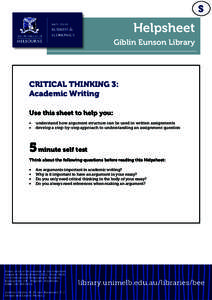 S  Helpsheet Giblin Eunson Library  CRITICAL THINKING 3: