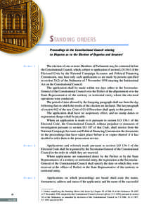 STANDING ORDERS Proceedings in the Constitutional Council relating to Disputes as to the Election of Deputies and Senators1 14 Issue 2002