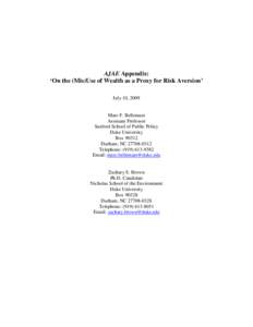 AJAE Appendix: ‘On the (Mis)Use of Wealth as a Proxy for Risk Aversion’ July 10, 2009 Marc F. Bellemare Assistant Professor