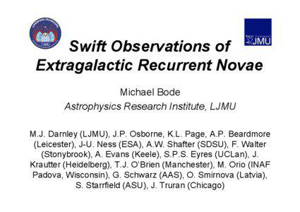 Swift Observations of Extragalactic Recurrent Novae Michael Bode