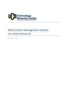 Web Content Management System Advanced Manual [WCMS] Advanced User Guide