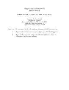 Civil awards and decorations / Malcolm Moos / Arthur Larson / Dwight D. Eisenhower / Speechwriter / Military-industrial complex / Military personnel / United States