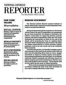 NATIONAL CATHOLIC  REPORTER THE INDEPENDENT NEWS SOURCE  MISSION STATEMENT