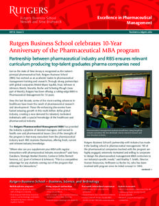Excellence in Pharmaceutical Management 2010, Issue 2 business.rutgers.edu