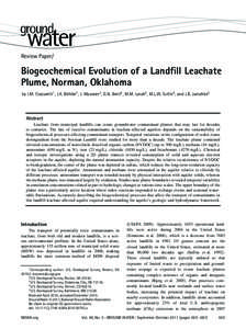 Review Paper/  Biogeochemical Evolution of a Landfill Leachate Plume, Norman, Oklahoma by I.M. Cozzarelli1 , J.K. B¨ohlke2 , J. Masoner3 , G.N. Breit4 , M.M. Lorah5 , M.L.W. Tuttle4 , and J.B. Jaeschke2