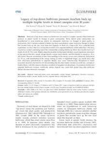 Legacy of top-down herbivore pressure ricochets back up multiple trophic levels in forest canopies over 30 years TIM NUTTLE,1,  ELLEN H. YERGER,1 SCOTT H. STOLESON,2 AND