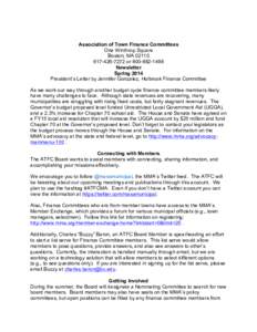 Association of Town Finance Committees One Winthrop Square Boston, MA7272 orNewsletter Spring 2014