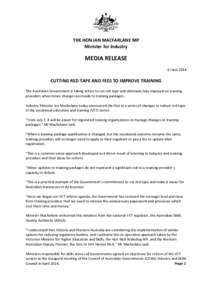 THE HON IAN MACFARLANE MP Minister for Industry MEDIA RELEASE 6 June 2014