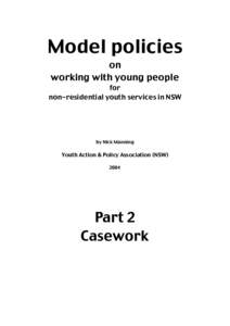 Model policies on working with young people for non-residential youth services in NSW