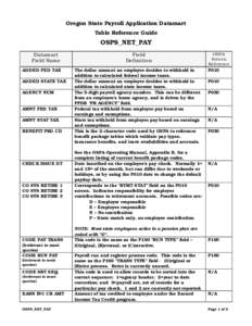 OSPS_NET_PAY Datamart Table Reference Guide