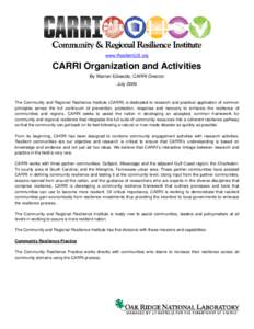 Microsoft Word - Fact Sheet CARRI the Institute Organization and Activities July[removed]