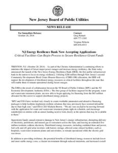 New Jersey Board of Public Utilities NEWS RELEASE For Immediate Release: October 20, 2014  Contact: