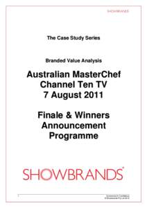 The Case Study Series  Branded Value Analysis Australian MasterChef Channel Ten TV