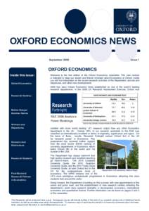 OXFORD ECONOMICS NEWS September 2009 Issue 1  OXFORD ECONOMICS