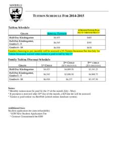 TUITION SCHEDULE FOR[removed]Tuition Schedule GRADE ANNUAL TUITION