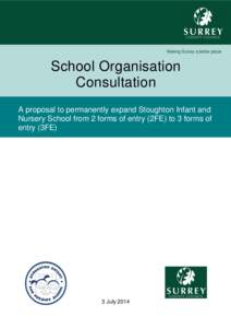 Making Surrey a better place  School Organisation Consultation A proposal to permanently expand Stoughton Infant and Nursery School from 2 forms of entry (2FE) to 3 forms of