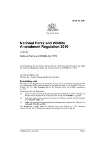 2010 No 346  New South Wales National Parks and Wildlife Amendment Regulation 2010
