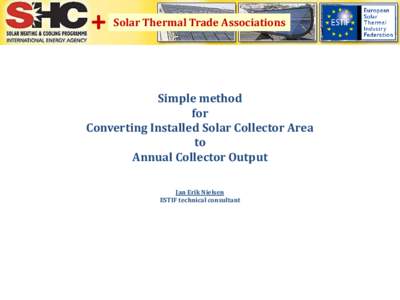 +  Solar Thermal Trade Associations Simple method for