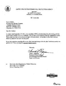 Letter Approving the Pilot Test Plan, dated[removed]