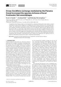 Ecology / Biogeography / Chagres River / Gatun Lake / Gatún / Panama / Biological dispersal / Freshwater ecosystem / Seth Eugene Meek / Biology / Panama Canal / Physical geography