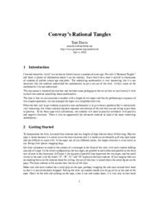 Conway’s Rational Tangles Tom Davis  http://www.geometer.org/mathcircles July 4, 2010