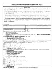 SD Form 812, DoD Acquisition Position Description Coding Sheet, March 1997
