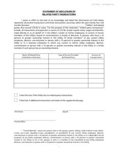 ARF FORM 3 - SEPTEMBER[removed]STATEMENT OF DISCLOSURE OF RELATED PARTY TRANSACTIONS I swear or affirm to the best of my knowledge and belief the information set forth below represents all present transactions and those tr