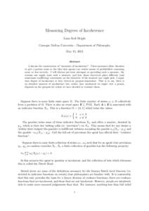 Measuring Degrees of Incoherence Liam Kofi Bright Carnegie Mellon University - Department of Philosophy May 15, 2013  Abstract