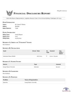 Filing ID #[removed]f inancial D iScloSure r ePort Clerk of the House of Representatives • Legislative Resource Center • B-106 Cannon Building • Washington, DC[removed]filer information