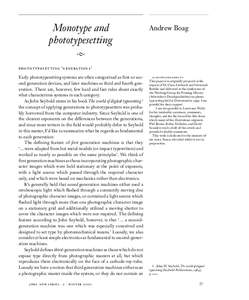 Monotype and phototypesetting Andrew Boag  