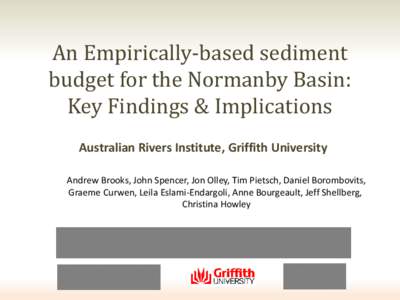 An Empirically-based sediment budget for the Normanby Basin: Key Findings & Implications Australian Rivers Institute, Griffith University  Andrew Brooks, John Spencer, Jon Olley, Tim Pietsch, Daniel Borombovits,