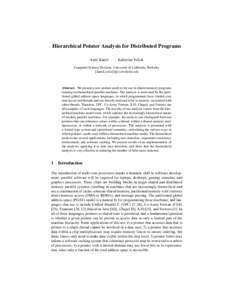 Hierarchical Pointer Analysis for Distributed Programs Amir Kamil Katherine Yelick  Computer Science Division, University of California, Berkeley