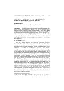 Australasian Journal of Regional Studies, Vol. 12, No. 1, STATE DIFFERENCES IN THE EQUILIBRIUM EMPLOYMENT-POPULATION RATIO