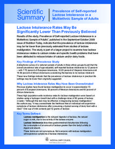 Scientific Summary  Prevalence of Self-reported