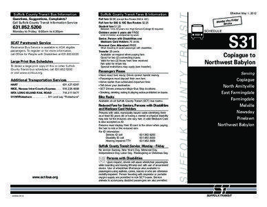Suffolk County Transit Fares & Information  Questions, Suggestions, Complaints?