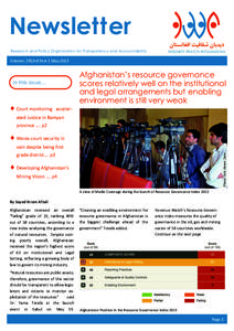 Newsletter Research and Policy Organization for Transparency and Accountability Volume  29|3rd Year | May 2013   In this issue...