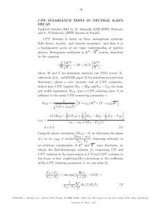 CP violation / Kaon / Particle Data Group / NA48 experiment / Complex number / Physics / Particle physics / DAFNE