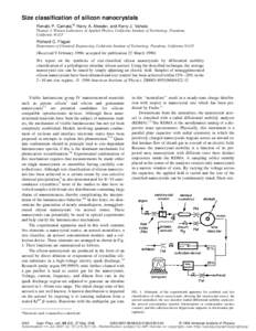 Size classification of silicon nanocrystals Renato P. Camata,a) Harry A. Atwater, and Kerry J. Vahala Thomas J. Watson Laboratory of Applied Physics, California Institute of Technology, Pasadena, California[removed]Richar