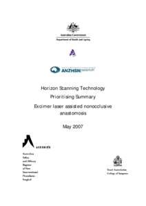 Horizon Scanning Technology Prioritising Summary Excimer laser assisted nonocclusive anastomosis May 2007