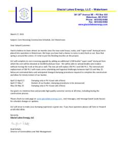 Glacial Lakes Energy, LLC – Watertown 301 20th Avenue SE – PO Box 933 Watertown, SDPhone: Fax: www.glaciallakesenergy.com
