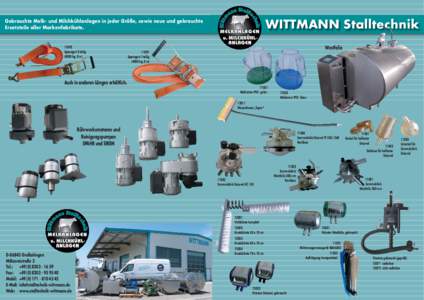 Gebrauchte Melk- und Milchkühlanlagen in jeder Größe, sowie neue und gebrauchte Ersatzteile aller Markenfabrikate.