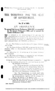 •  [Extract from Commonwealth of Australia Gazette, No. 64, dated 16th November, [removed]THE TERRITORY FOR THE SEAT